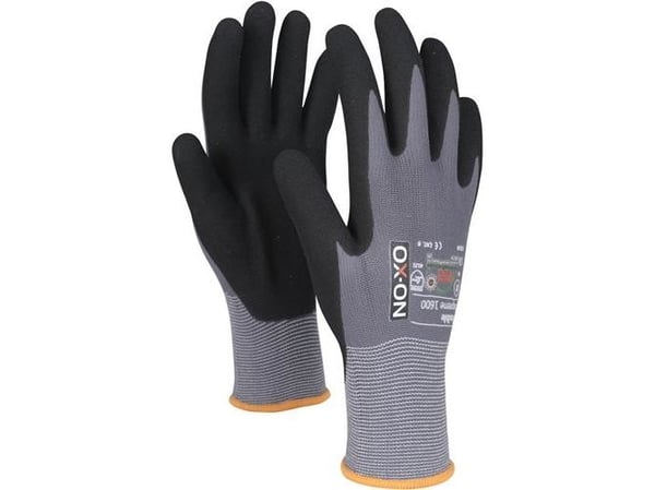 Arbetshandskar, OX-ON Flexible Supreme 1600, svart/grå, str. 8