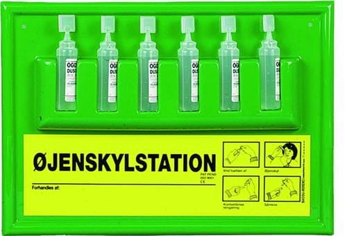 Øjenskylletavle t/væg med 6 30ml flasker