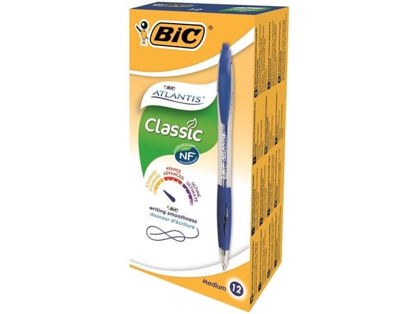 BIC ATLANTIS - Kulepenn - blå - 1 mm - medium - retraktil (en pakke 12)