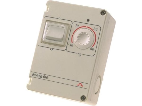 DEVIreg 610 termostat IP44 10 A 2-pol, område (-10°C til +50°C) m dobbelt isololeret lednings føler
