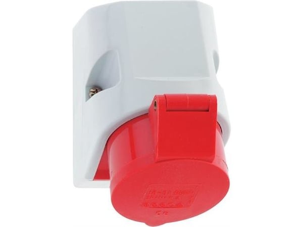 BALS CEE seinäpistorasiaH6 400V 16A 5-napainen punainenleveä korkeus 75x100 mm, yläosa M20 alaosa M20 Quick Connect®IP44, polyamidi