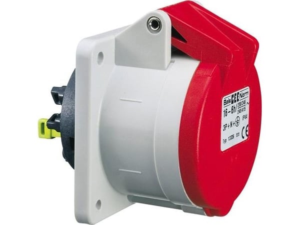 BALS CEE pistorasia uppoasennettavaH6 400V 16A 5-napainen punainen, laippa 75x75 mm, Quick Connect®IP44, polyamidi