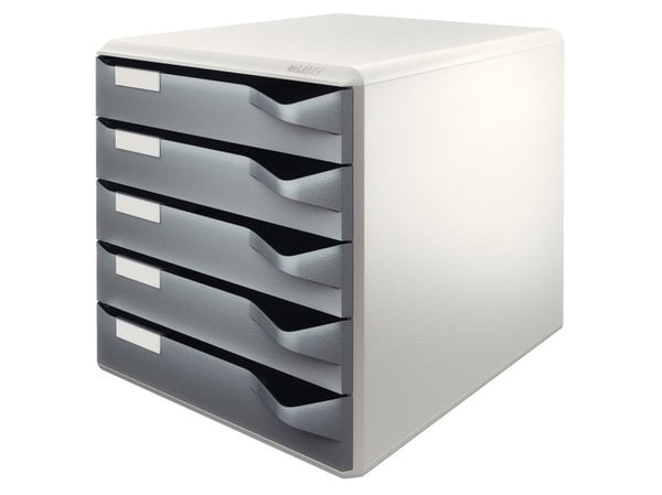 Leitz - Skuffskap - 5 skuffer - for A4 (210 x 297 mm) - blekgrå med mørkegrå bakker