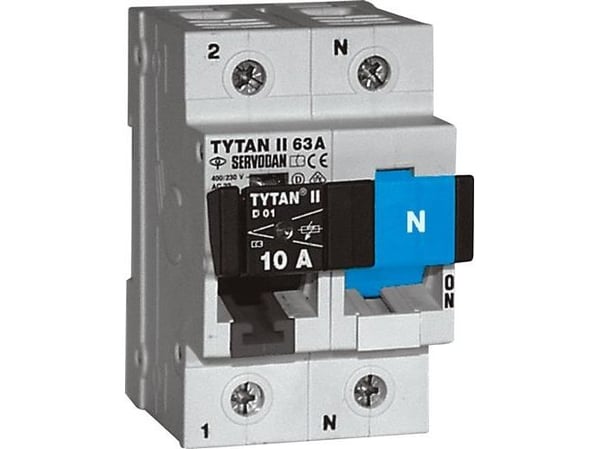 NIKO Groupin katkaisija TYTAN II1P+N, 2-63A, 230V ACdin-kisko, leveys 54 mm
