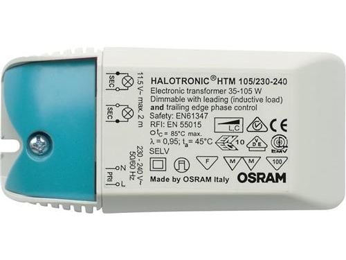 Osram HTM 105/230…240, Elektronisk lystransformator, Blå, Hvit, 230 - 240 V, 11.4 V, 50 - 60 Hz, 10,8 cm