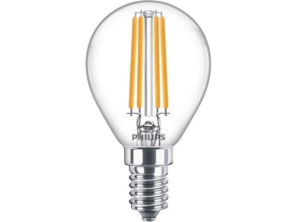 Philips CorePro - LED-filamentlyspære - form: P45 - klar finish - E14 - 6.5 W (ekvivalent 60 W) - klasse E - varmt hvitt lys - 2700 K