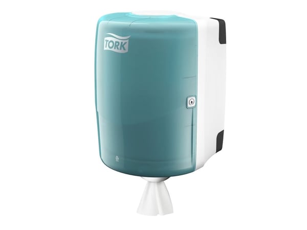 Dispenser, Tork W2, Maxi, 30,2x32,8x44,7 cm, turkis, plast, for håndkleruller med midtre håndtak