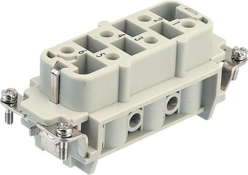 HARTING Han® 6 + maadoitus HSB-liitin, insertti tyyppi 16Bhunstikruuviliitin max 6mm2, 35A6napainen