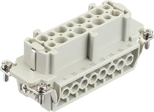 HARTING HAN E liitin, insertti tyyppi 16Bhunstikruuviliitin max 2,5mm2, 16A16napainen