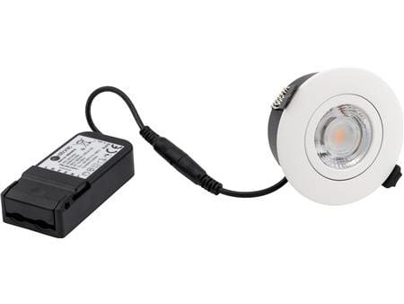 NORDTRONIC Low Profile Flexible G2 Ø75 2700K driver, rund, mat hvid, inden- og udendørs brug