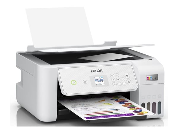 Epson EcoTank ET-2876 - Multifunksjonsskriver - farge - ink-jet - ITS - A4 (medie) - opp til 10 spm (trykking) - 100 ark - Wi-Fi, USB - hvit