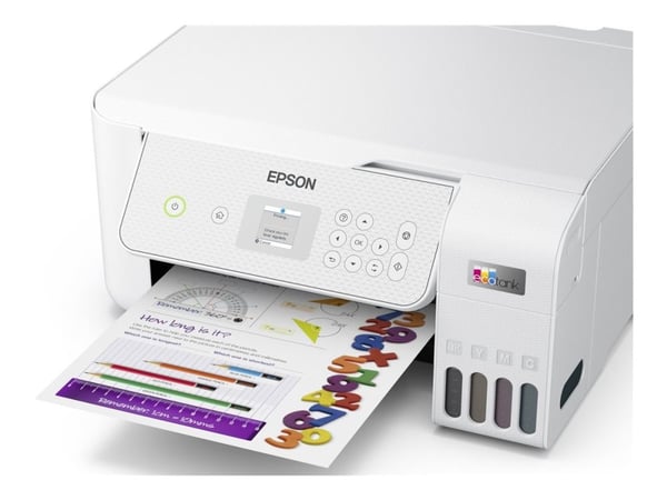 Epson EcoTank ET-2876 - Multifunksjonsskriver - farge - ink-jet - ITS - A4 (medie) - opp til 10 spm (trykking) - 100 ark - Wi-Fi, USB - hvit