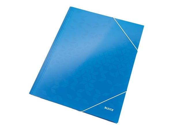LEITZ hjørnemappe WOW, DIN A4, papp, blå metallic PP-laminert papp, blank, 3 sidebeskyttelsesklaffer (3982-00-36)