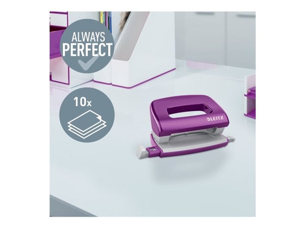 Leitz WOW NeXXt - Hålslag - 10 ark / 1 mm - metall - lila