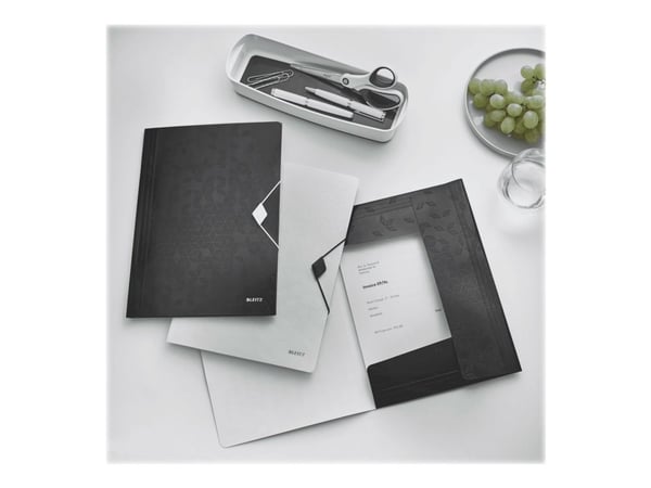 3-läpällinen kumikansio Leitz WOW PP A4 musta - (10 kpl)