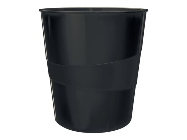 Leitz WOW - Avfallskurv - 15 L - håndtak - polypropylen (PP) - svart