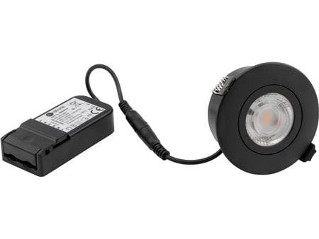NORDTRONIC Low Profile Flexible G2 Ø75 2700K, pyöreä, mattamusta, sisä- ja ulkokäyttöön