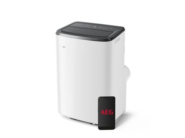 AEG AXP26U339CW, Forflyttbart klimaanlegg (monoblokk), Kjøling, Avfuktende, Vifte, 9000 BTU/t, 1,2 l/t, 64 dB, R290