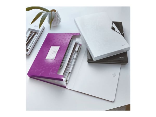 Leitz WOW - Dokumentmappe - kan utvides - 6 rom - 6 deler - for A4 (210 x 297 mm) - med fliker - metallisk purpur