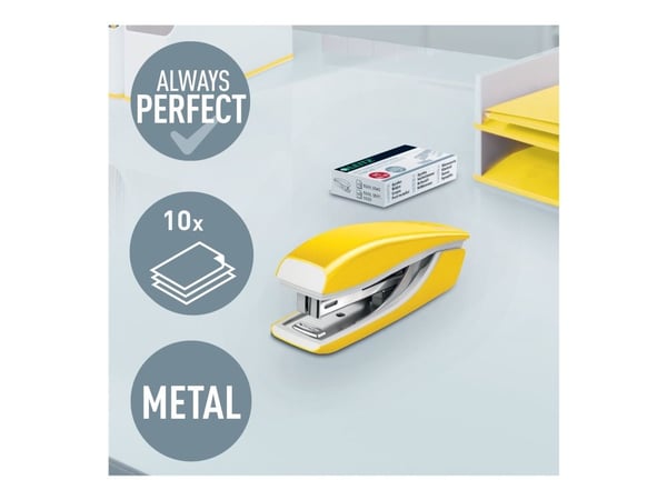 Leitz WOW Mini - Stiftemaskin - 10 ark / 1 mm - No.10 - metall - gul
