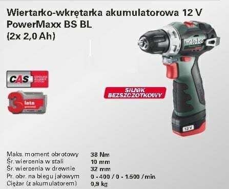 Metabo PowerMaxx BS BL - Drill/driver - trådløs - 2 hastigheter - nøkkelfri borhylse 10 mm - 38 N·m - 2 batterier - 12 V