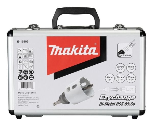 Bor Makita E-15805 Borsett for elektrikere EZYCHANGE, BIM, 7stk