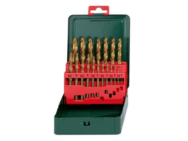 Metabo HSS metallspiralbor-sett 19 deler 627156000 TiN DIN 338, sylindrisk skaft