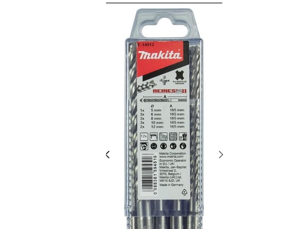 Makita E-14912 E-14912 Beton-spiralbor-sæt 5 mm, 6 mm, 8 mm, 10 mm, 12 mm Samlet længde 165 mm SDS-Plus 1 stk