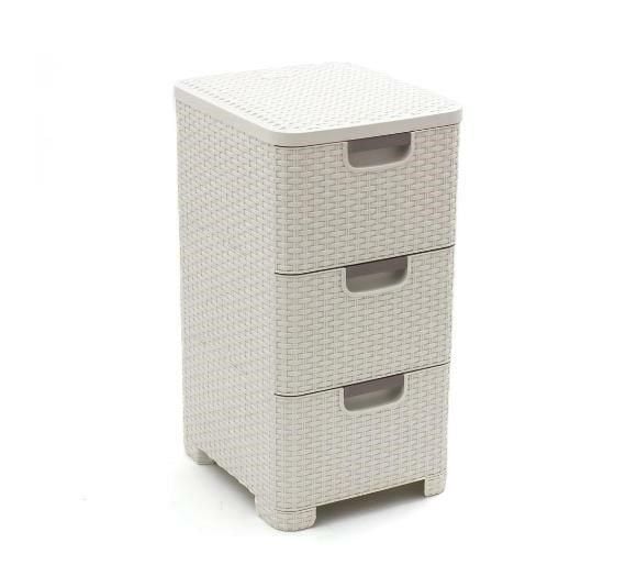 CURVER BOKROEDE MED 3 SKUFFER 3x14L /Creme