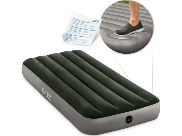 INTEX Jr. Twin Dura-Beam Downy luftmadrass med fotpump 76 x 190