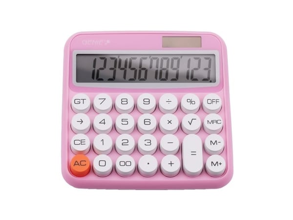 Genie 612 P, Desktop, Basic, 12 siffer, Skjermtilt, Batteri/Solar, Rosa