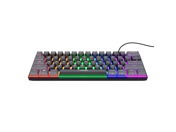 Trust GXT 867 ACIRA - Tastatur - mekanisk - 60% - mini - bakgrunnsbelyst - USB - tastsvitsj: Outemu Red - svart - pappeske
