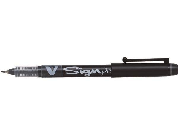 Fiberpenna, Pilot V-Sign, 0,6 mm, svart, förpackning om 12 st