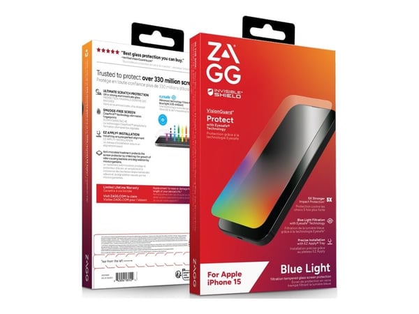 ZAGG InvisibleShield Glass Elite VisionGuard - Skjermbeskyttelse for mobiltelefon - glass - for Apple iPhone 15
