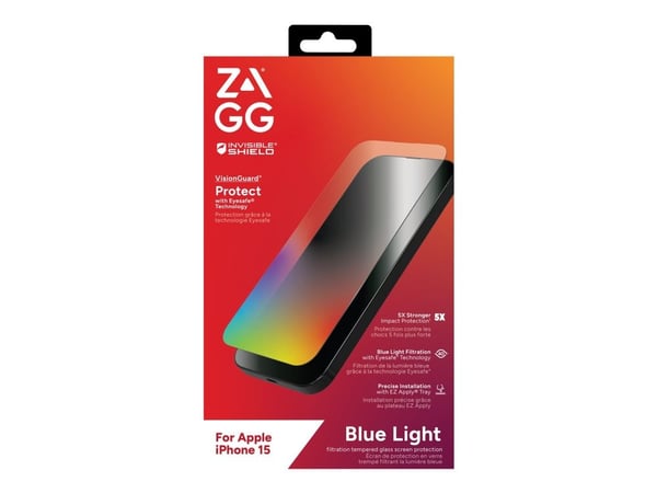 ZAGG InvisibleShield Glass Elite VisionGuard - Skjermbeskyttelse for mobiltelefon - glass - for Apple iPhone 15