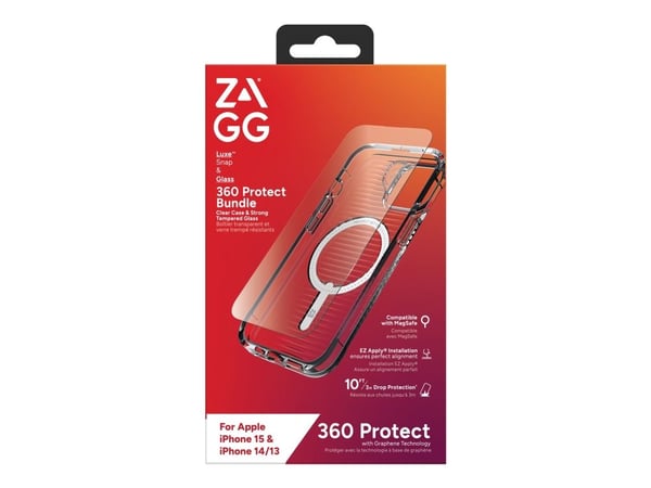 ZAGG Bundle Luxe SNAP PCR IS Glass Apple iPhone 15 Clear, Suojus, Apple, iPhone 15, 15,5 cm (6.1"), Läpinäkyvä