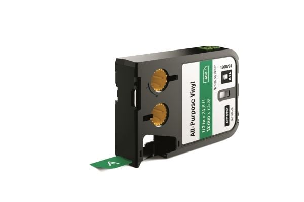 DYMO XTL All-Purpose - Vinyl - hvitt på grønt - Rull (1,2 cm x 7,5 m) 1 rull(er) merkelapper - for XTL 300, 500
