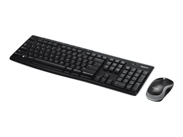 Logitech MK270, Täysikokoinen (100 %), Langaton, Langaton RF, QWERTY, musta, Sisältää hiiren