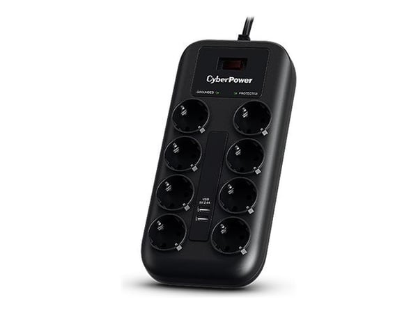 CyberPower Professional Series P0820SUF0-DE - Overspenningsavleder - AC 200 - 250 V - utgangskontakter: 8 - 1.8 m kabel - svart