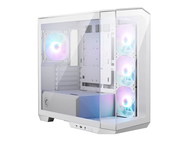 MSI MAG PANO M100R PZ - microATX-tårn - sidepanel med vindu (herdet glass) - ingen strømforsyning (ATX) - hvit - USB/lyd