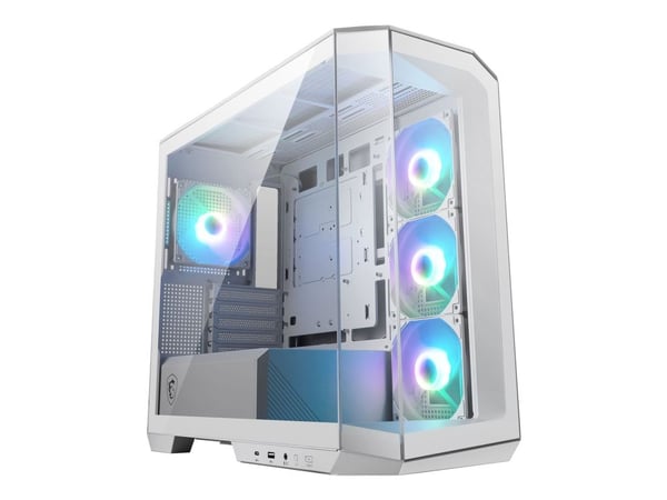 MSI MAG PANO M100R PZ - microATX-tårn - sidepanel med vindu (herdet glass) - ingen strømforsyning (ATX) - hvit - USB/lyd