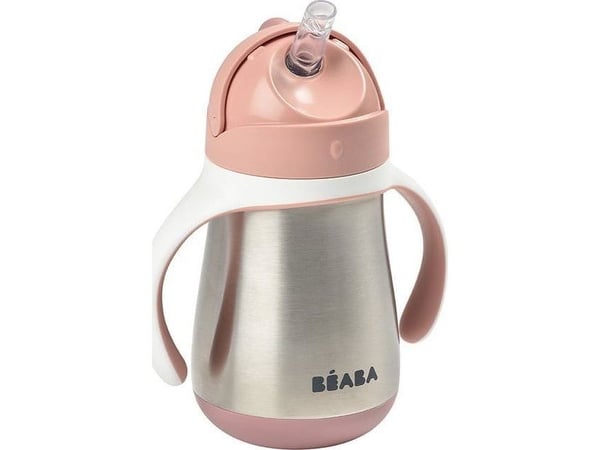 Beaba metaline drikkeflaske med sugerør, 250 ml, rosafarget Beaba metaline drikkeflaske med sugerør, 250 ml, rosafarget