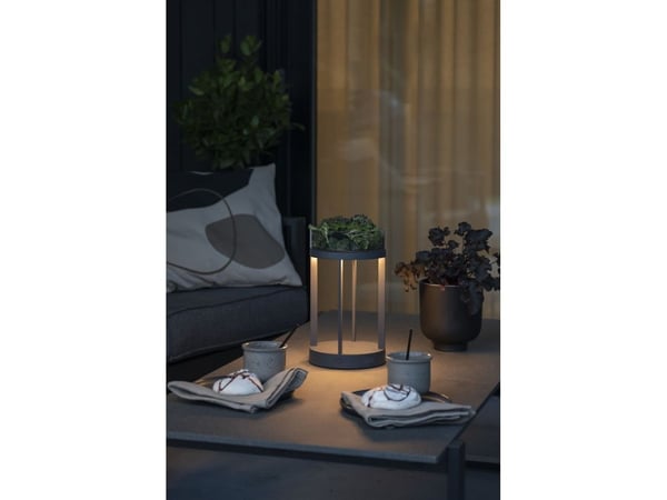 Konstsmide Chieti -light, antrasiitti, lasikoriste, USB-lataus, skynettava