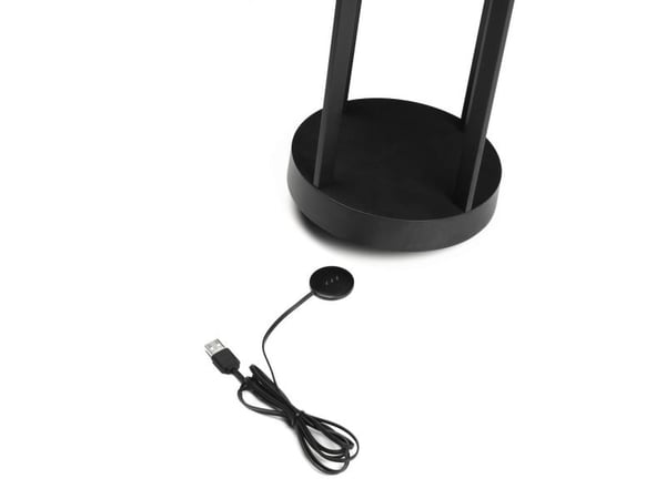 Konstsmide Chieti -lyhty, musta, lasikoriste, USB-lataus, himmennettävä