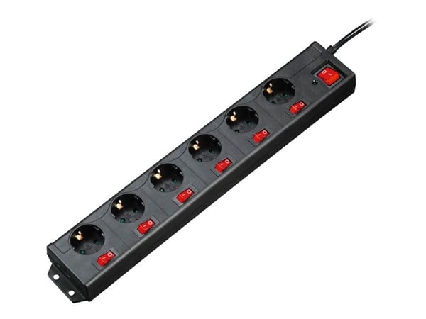 Hama 00137259, 1,4 m, Sisätila, Musta, Synteettinen, 6 AC-pistorasia(a), 230 V