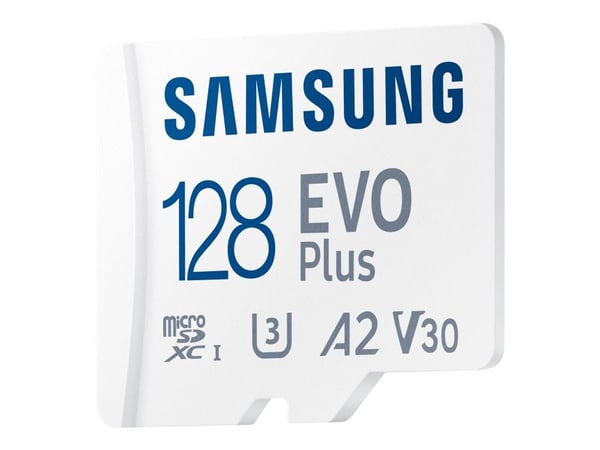 Samsung EVO Plus MB-MC128KA - Flashminnekort (microSDXC til SD-adapter inkludert) - 128 GB - A2 / Video Class V30 / UHS-I U3 / Class10 - microSDXC ...