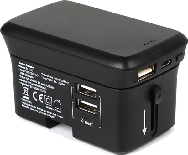 RealPower TravelCharge-4k, Innendørs, Utendørs, USB, Trådløs lading, Svart