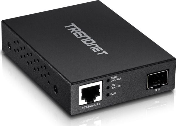 TRENDnet TFC-PGSFP - Medieomformer - 1GbE - 1000Base-LX, 1000Base-SX, 1000Base-T - RJ-45 / SFP (mini-GBIC) - TAA-samsvar