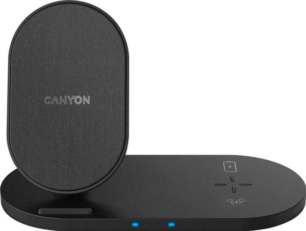 Canyon CNS-WCS202B, 2in1, wireless Qi charging station for 2 devices simultaneously, black