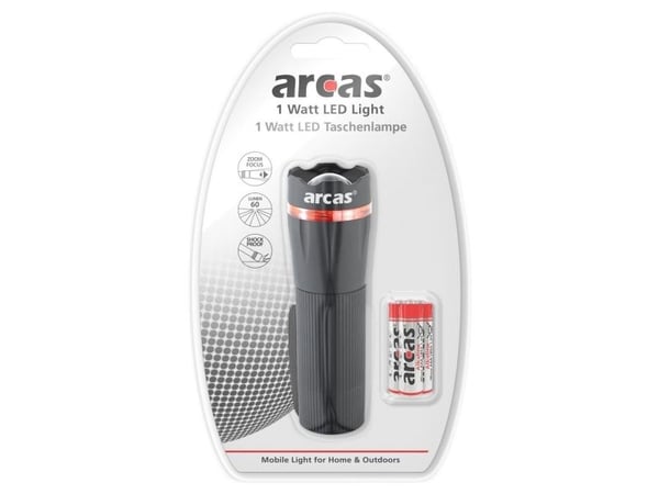 Arcas - Lommelykt - LED - 1 W - svart